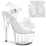 Valkoiset 18 cm ADORE-708BFL pleaser korkosandaalit platform