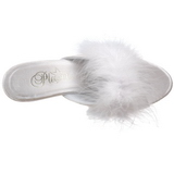 Valkoiset 8 cm BELLE-301F Marabou Hyhenet Puu Kengt