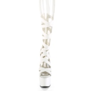 Valkoiset Keinonahka 18 cm ADORE-700-48 korokepohja korkokengät nilkkaremmillä