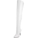 Valkoiset Kiiltonahkaiset 13 cm SEDUCE-3010 korolliset ylipolvensaappaat