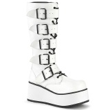 Valkoiset Vegaani 8,5 cm TRASHVILLE-518 demonia saappaat - unisex platform saappaat