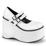 Valkoiset Vegan 11,5 cm DemoniaCult KERA-08 platform mary jane avokkaat