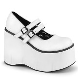 Valkoiset Vegan 11,5 cm DemoniaCult KERA-08 platform mary jane avokkaat