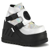 Valkoiset Vegan 12 cm STOMP-15 lolita nilkkurit wedges platform kiila