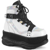 Valkoiset Vegan 7,5 cm NEPTUNE-181 demonia nilkkurit - unisex cyberpunk nilkkurit