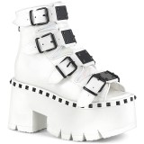 Valkoiset Vegan 9 cm ASHES-70 lolita platform korkoiset nilkkurit naiset