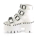 Valkoiset Vegan 9 cm ASHES-70 lolita platform korkoiset nilkkurit naiset