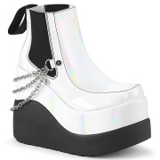Valkoiset vegaani boots 13 cm VOID-50 demonia kiilakorkosaappaat