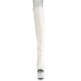 Vegaani 18 cm ADORE-3019 valkoiset pitkävartiset nauhalliset reisisaappaat avokärkiset