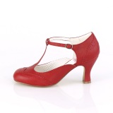 Vegaani 7,5 cm FLAPPER-26 retro vintage avokkaat kengät t-strap punaiset