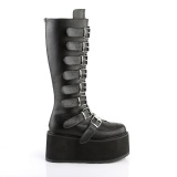 Vegaani 9 cm DAMNED-318 naisten platform polvikorkeat saappaat soljet musta