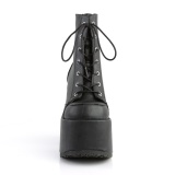 Vegaani paksu korko 13 cm CAMEL-203 korkokengt chunky platform nilkkurit mustat