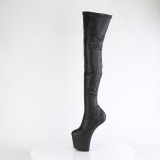 Vegan 20 cm CRAZE-3000 Heelless overknee saappaat pony mustat