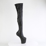 Vegan 20 cm CRAZE-3000 Heelless overknee saappaat pony mustat