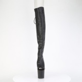 Vegan 20 cm CRAZE-3019 Heelless overknee saappaat pony mustat