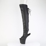 Vegan 20 cm CRAZE-3019 Heelless overknee saappaat pony mustat