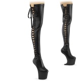 Vegan 20 cm CRAZE-3050 Heelless overknee saappaat pony mustat