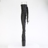 Vegan 20 cm CRAZE-3050 Heelless overknee saappaat pony mustat