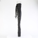 Vegan 20 cm CRAZE-3050 Heelless overknee saappaat pony mustat