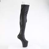 Vegan 20 cm CRAZE-3050 Heelless overknee saappaat pony mustat