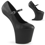 Vegan 20 cm CRAZE-880 Heelless korkeat avokkaat pony mustat