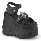 Vegan Musta 15 cm DemoniaCult WAVE-13 lolita platform kiilakorkosandaalit