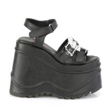 Vegan Musta 15 cm DemoniaCult WAVE-13 lolita platform kiilakorkosandaalit