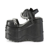 Vegan Musta 15 cm DemoniaCult WAVE-20 lolita platform kiilakorkosandaalit