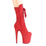 Vegan suede 20 cm FLAMINGO-1050FS tankotanssi platform saappaat punaiset