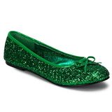 Vihreä STAR-16G glitter ballerina kengät naisten matalat